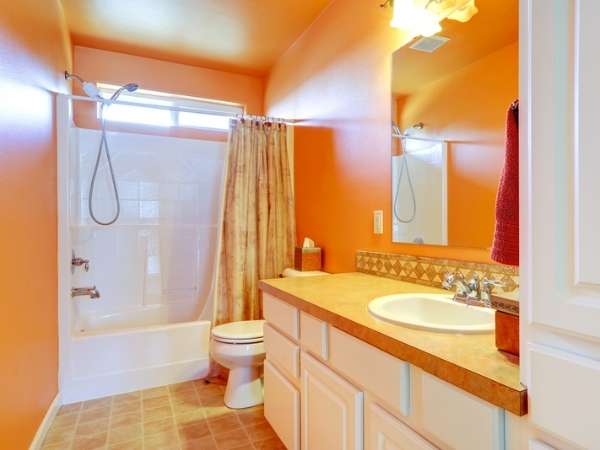 Orange Bathroom Shower Curtain